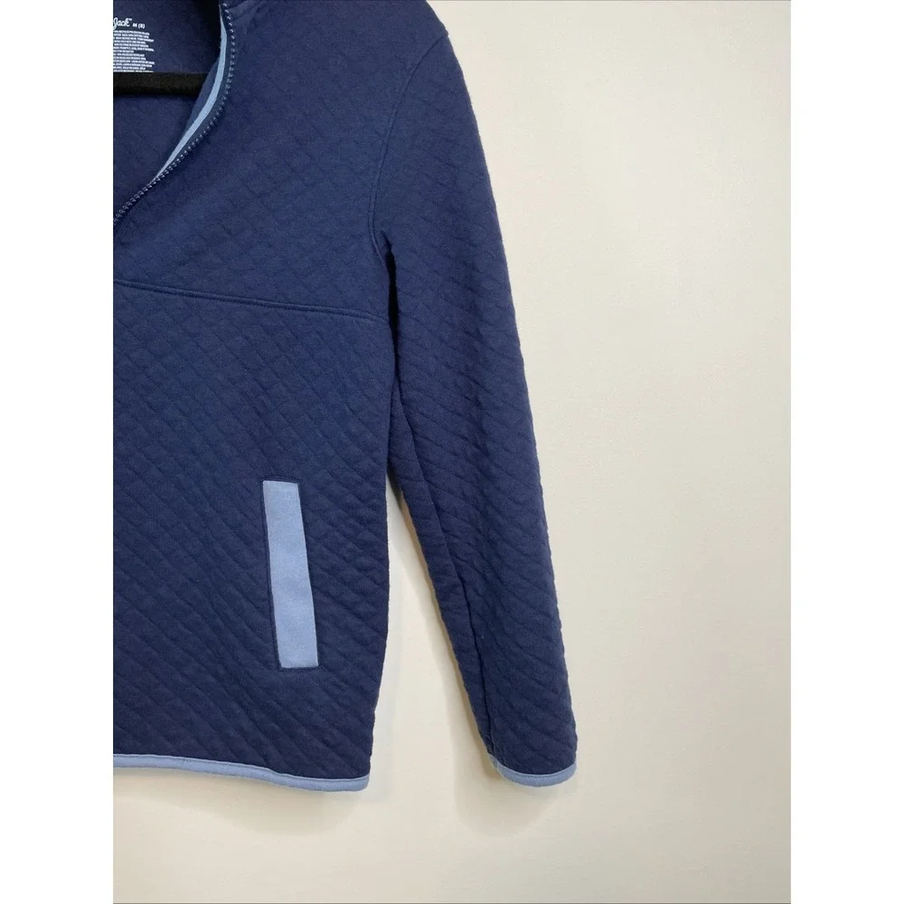Cat & Jack Boys M 8 Navy Blue Quilted Half Zip Pullover Jacket
